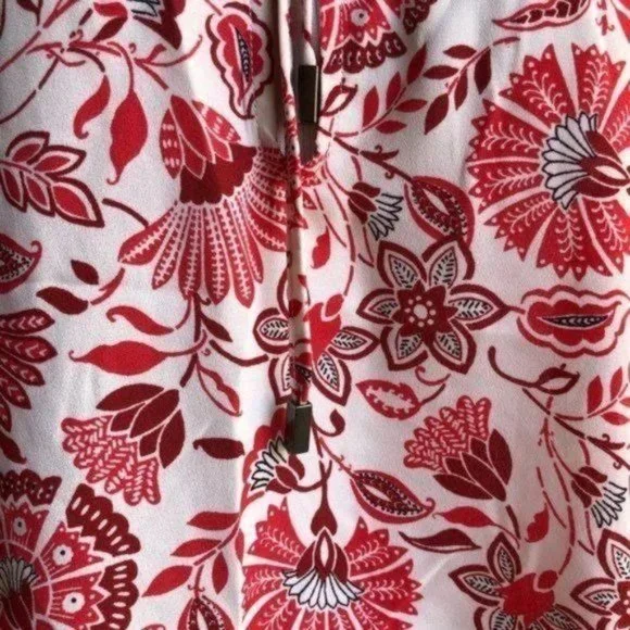 W5 Floral Flutter Sleeve Keyhole Tie Boho Top - Size L - Picture 2 of 8